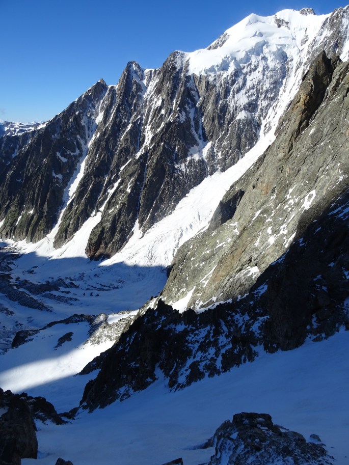 The vertical drop of Aiguille de Trelatete 